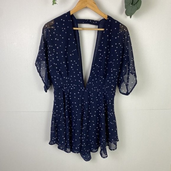 Lioness Pants - Lioness Size M Playsuit Romper Low Cut front & Back Navy Stars Party